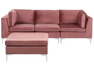 Sofy i kanapy - Sofa modułowa 3-osobowa z otomaną welurowa różowa EVJA - miniaturka - grafika 1