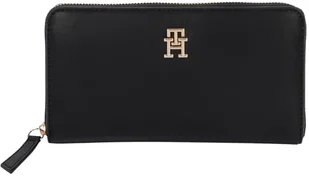 TOMMY HILFIGER Damski portfel TH LOGOTAPE LRG ZA AW0AW17266 Zip Around Wallet, CZARNY (czarny), OS, czarny (czarny), OS - Portfele - miniaturka - grafika 1