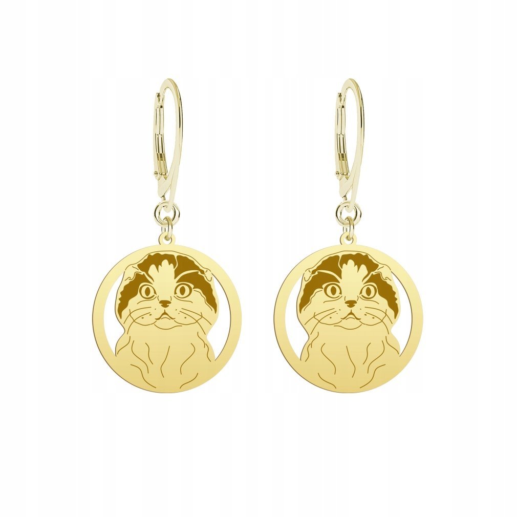 Kolczyki Złote Kot Szkocki Zwisłouchy 925 Prezent Biżuteria Prezent GRAWER