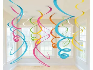 Dekoracja wisząca Swirl wielokolorowa - 56 cm - 12 szt. - Balony i akcesoria - miniaturka - grafika 1