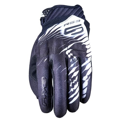 Five 830311 Funkcjonalne rękawice motocyklowe miejskie, grafika RS3 Evo, zatwierdzone 1KP, Skull, M