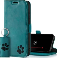 Etui i futerały do telefonów - SURAZO etui na telefon Samsung Galaxy S24 FE skórzane etui - skórzane etui ochronne z motywem łapy - etui z klapką RFID skórzane etui turkusowe - miniaturka - grafika 1