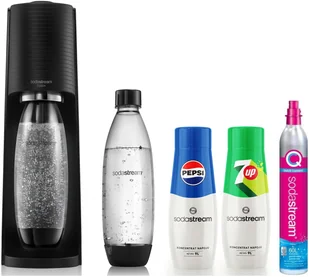 SodaStream Terra butelki 2 x 1 L syropy 2 x 400 ml Pepis/7 Up czarny - Saturatory - miniaturka - grafika 1