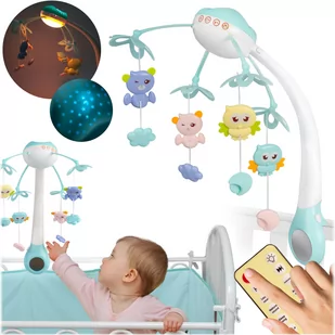 Karuzela do łóżeczka z projektorem lampką i muzyką niebieska Ricokids - Karuzele dla niemowląt - miniaturka - grafika 1