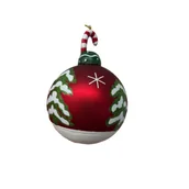 Bombki - Bombka szklana dekorowana z figurką laska 10 x 8 cm czerwony - miniaturka - grafika 1