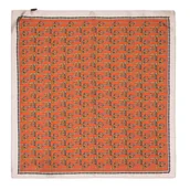 Apaszki i szaliki męskie - Wzorzysta damska apaszka z jedwabiu pomarańczowa - miniaturka - grafika 1