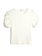 Koszulki i topy damskie - Koton Koszulka damska Shirred Sleeve Crew Neck, Off White (001), XS - miniaturka - grafika 1