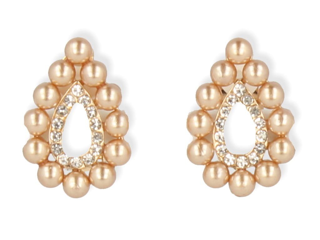 Klipsy do uszu brązowe perłowe łezki