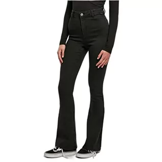 Spodnie damskie - Urban Classics Damskie spodnie jeansowe z super streczu Bootcut Denim Pants damskie dżinsy czarne Basics, Streetwear, Black Stone Washed, 30 - grafika 1