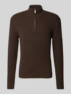 Sweter z dzianiny ze stójką model ‘THEO’ - Swetry męskie - miniaturka - grafika 1