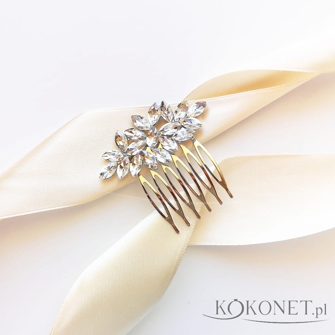 Subtelny grzebyk ślubny z cyrkoniami