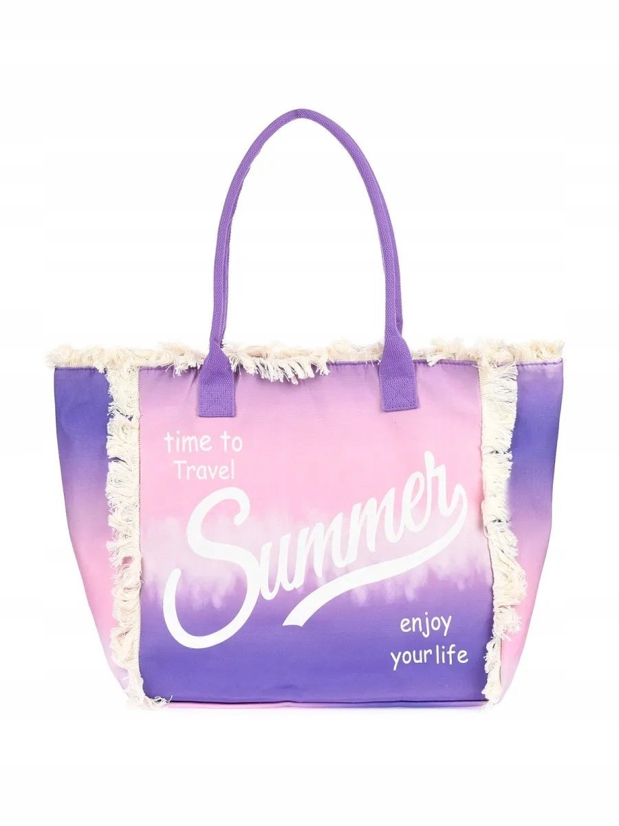 Torba plażowa boho Summer duża różowo fioletowa lato plaża wakacje