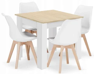 Zestaw stół biały + dąb sonoma z białymi krzesłami 4 szt D8-N19 - Stoły z krzesłami Zestaw stół biały + dąb sonoma z białymi krzesłami 4 szt D8-N19 - Stoły z krzesłami - miniaturka - grafika 1