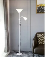 Lampy stojące - Lampa Podłogowa Do Czytania Lampka Stojąca Nocna E27+E14 Biała - miniaturka - grafika 1