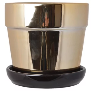 20999-17 doniczka ceramiczna złota z czarną podstawką duża 17,5x17,5x17 cm - Donice - miniaturka - grafika 1