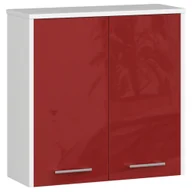 Szafki łazienkowe - Szafka łazienkowa wisząca: dwoje drzwi, dwie półki, kolor: biały czerwony błyszczący, wymiary mebla: szer: 60 cm, wys: 60 cm, gł: 22,5 cm. - miniaturka - grafika 1