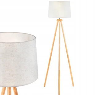 Lampa Stojąca Podłogowa E27 Trójnóg Abażur Beżowa - Lampy stojące - miniaturka - grafika 1