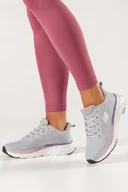 Sneakersy damskie - Szare sneakersy damskie buty sportowe na siłownię na białej platformie ze żłobieniami fioletowe wstawki sznurowane Casu GF-JX647-39 - miniaturka - grafika 1