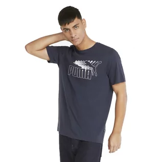 Koszulki męskie - Puma Koszulka Męska T-Shirt Logo Graphic Tee Navy 848562 43 S - grafika 1