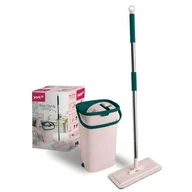 Miotły, szufle, mopy - Mop płaski Handy 31 x 12 cm z trzonkiem teleskopowym 120 cm z wiadrem 6 l - miniaturka - grafika 1
