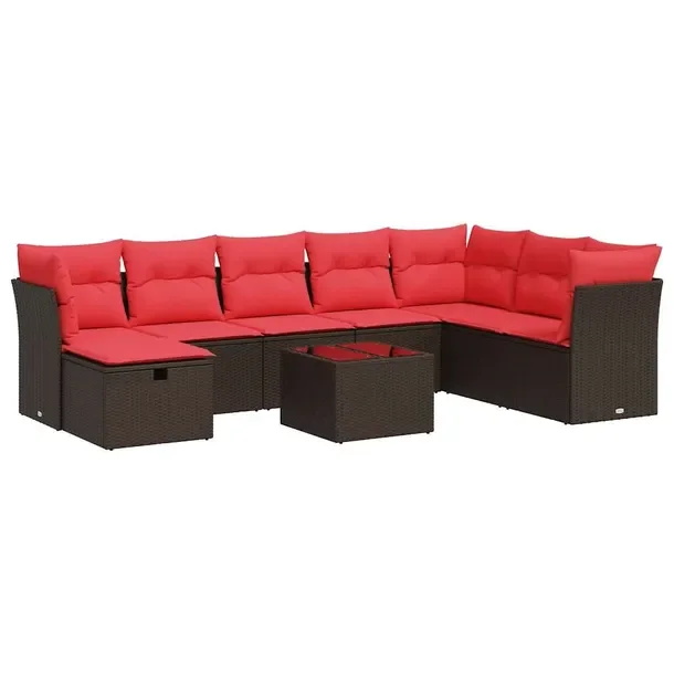 Zestaw wypoczynkowy rattan PE brązowy z poduszkami, 55 x 62 x 69 cm