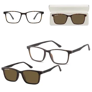 Prostokątne okulary pod korekcję z polaryzacyjną Nakładką przeciwsłoneczną na magnes CLIP-TRC-188A-2 - Okulary korekcyjne, oprawki, szkła - miniaturka - grafika 1