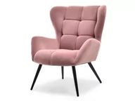 Fotele - Designerski Fotel Na Nogach Kikori Różowy Czarny - miniaturka - grafika 1