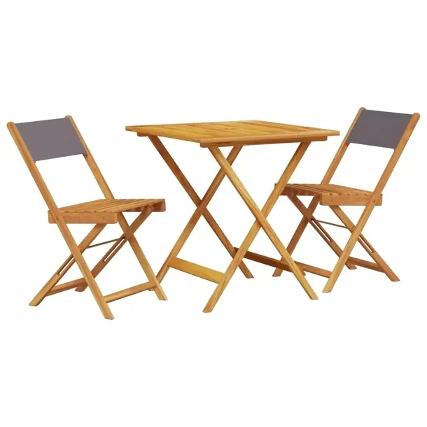 Zestaw mebli bistro z akacji - stół 70x70x75 cm, krzesła antracytowe
