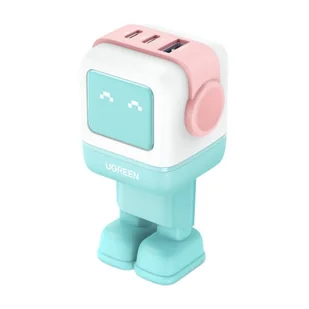 Ładowarka sieciowa Ugreen Nexode RG (Robot GaN), 2x USB-C + USB, 65W (różowo - niebieska) - Ładowarki do telefonów - miniaturka - grafika 1