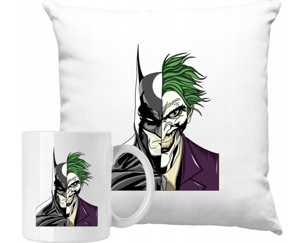 ZESTAW PODUSZKA + KUBEK Batman Joker Pomysł Na Prezent +IMIĘ
