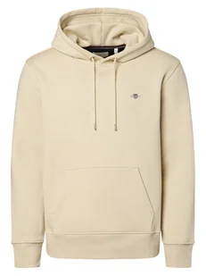 Gant Męska bluza z kapturem Mężczyźni Materiał dresowy beżowy jednolity, M - Bluzy męskie - miniaturka - grafika 1