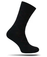 Skarpetki męskie - Modne Skarpetki Męskie Chattier -Ciemnogranatowe Tło, Czerwone Romby - miniaturka - grafika 1