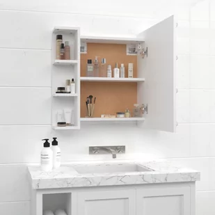 Lumarko Szafka z lustrem i oświetleniem LED, biała, 70x16,5x60 cm - Toaletki - miniaturka - grafika 6