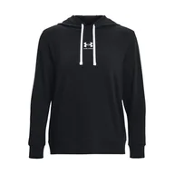 Koszulki i topy damskie - Damska Koszulka z długim rękawem UNDER ARMOUR RIVAL TERRY HOODIE 1369855-001 – Czarny - miniaturka - grafika 1