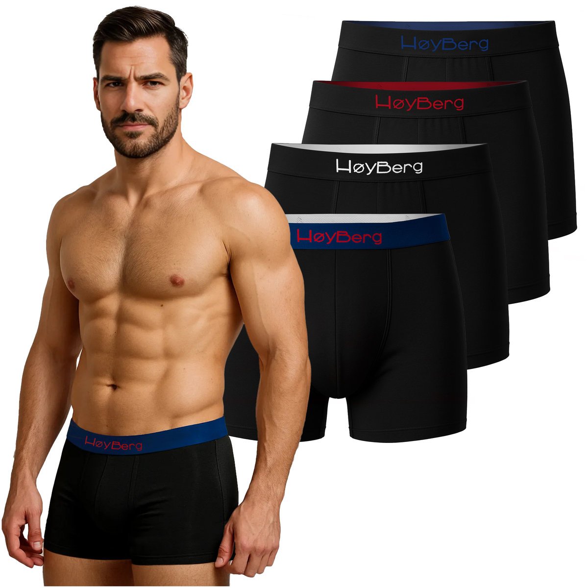 HøyBerg - Scandinavian Style Bokserki Męskie Zestaw 4 sztuk Bawełna Rozmiar XL