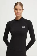 Bluzki damskie - EA7 Emporio Armani longsleeve treningowy kolor czarny z półgolfem TJOBZ.6DTT01 - miniaturka - grafika 1