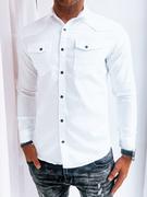 Koszule męskie - Koszula męska jeansowa biała Dstreet DX2472 - miniaturka - grafika 1