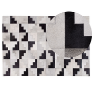 Dywany - Beliani Dywan skórzany czarno-szary 140 x 200 cm EFIRLI - miniaturka - grafika 1