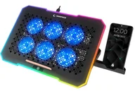 Podkładki chłodzące pod laptopa - Podstawka chłodząca pod laptopa Rampage FREEZ 9-17" RGB 6 wentylatorów, czarna - miniaturka - grafika 1