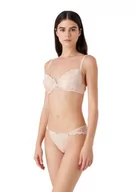 Biustonosze - Emporio Armani Damski damski biustonosz z wyjmowanymi wkładkami i wiskozą z koronki, beżowy, 75C - miniaturka - grafika 1