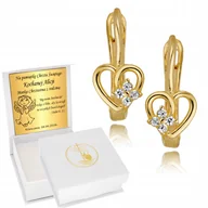 Biżuteria dla dzieci - Złote Kolczyki 585 Serca Serduszka Na Angieslkich Zapięciach Złoto Komunia - miniaturka - grafika 1