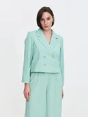 Marynarki i żakiety damskie - Krótki dwurzędowy żakiet w kolorze miętowym - miniaturka - grafika 1