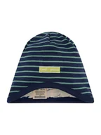 Czapki damskie - loud + proud Dwustronna czapka beanie w kolorze granatowo-zielono-kremowym - miniaturka - grafika 1