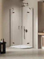 Kabiny prysznicowe - Kabina prysznicowa półokrągła 80x80 stalowa K-4781 Nesta New Trendy Gunmetal Brushed - miniaturka - grafika 1