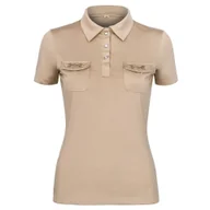 Koszulki jeździeckie - Koszulka polo EQ.QUEEN Khloe 25SS damska Kolor: beżowy, Rozmiar: XS - miniaturka - grafika 1
