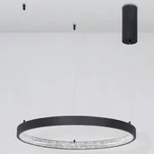 Lampy sufitowe - Luces Exclusivas Wisząca LAMPA glamour MORON LE41723 Luces Exclusivas metalowa OPRAWA pierścień ZWIS LED 37W 3000K z krysztakami czarny - miniaturka - grafika 1