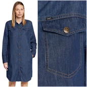 Sukienki - Lee SHIRT DRESS Indigo prosta ciemna damska sukienka jeansowa oversize L - LEE - miniaturka - grafika 1