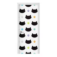 Naklejki na ścianę - Naklejka na drzwi HOMEPRINT Czarne głowy kotów 75x205 cm - miniaturka - grafika 1