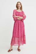 Sukienki - Pepe Jeans sukienka MARLENE kolor różowy midi rozkloszowana PL953469 - miniaturka - grafika 1