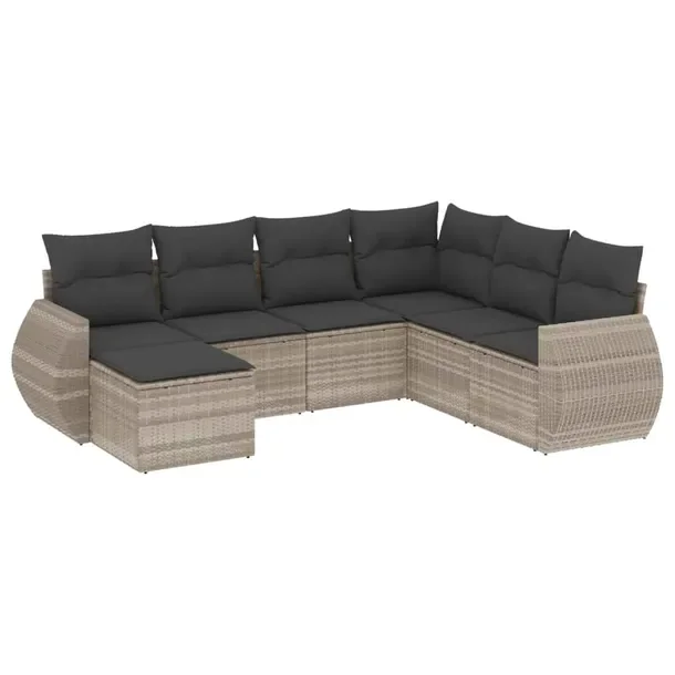 Zestaw mebli ogrodowych modułowych jasnoszary rattan PE 62x62x69 cm